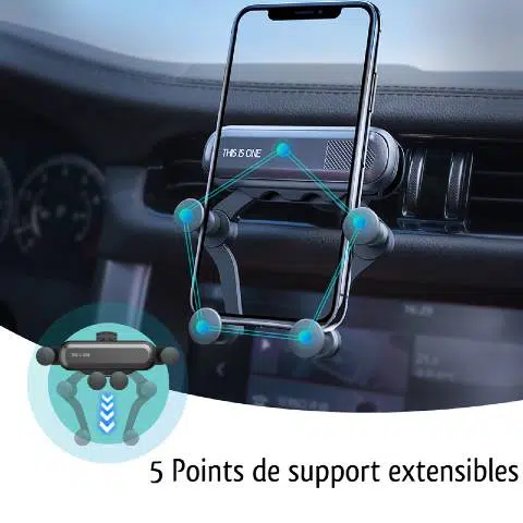 Support Téléphone UGREEN Magnétique Pour Voiture - Fixation Grille Aération - Rotation 360°